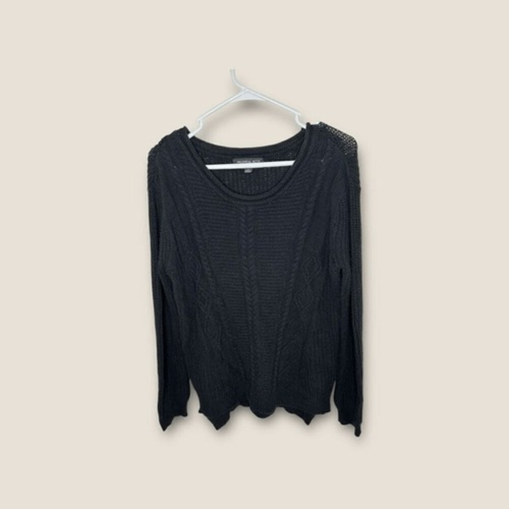 Philomena Petti Womens Knitted Sweater M Medium Black Cable Knit Long Sleeve Euc